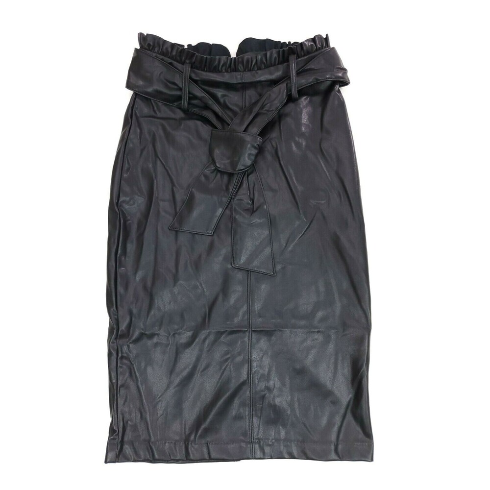 Potter's Pot Women's Skirt Black Size S Faux Leather Tie Belt